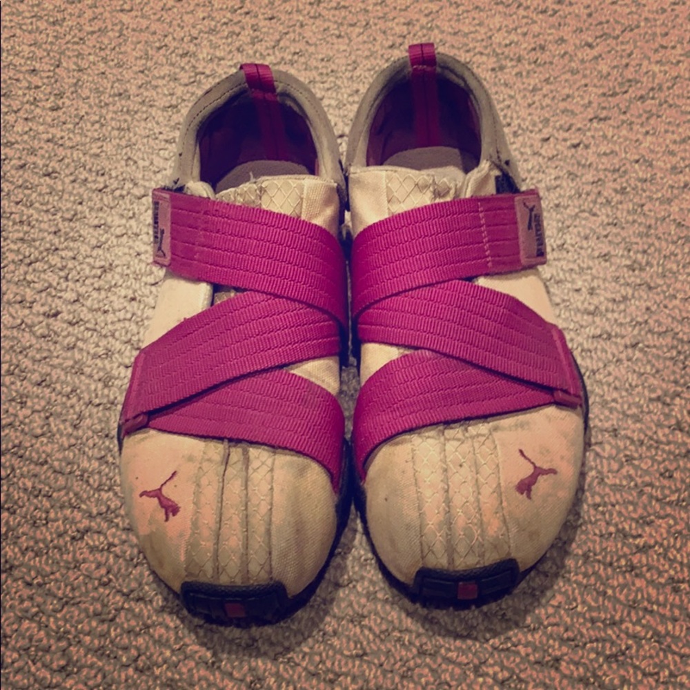 Canvas and pink Puma shoes